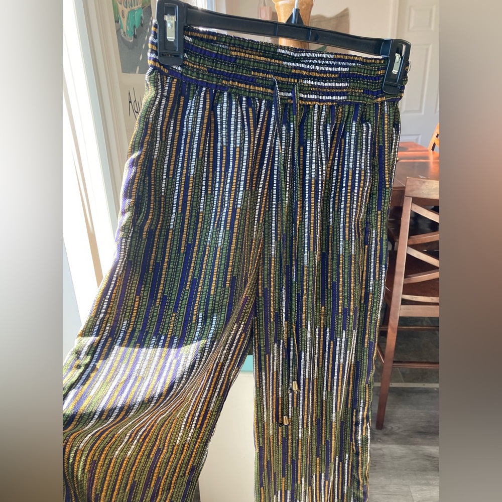 H&M Wide Leg Print Colorful Hippie Pants (6) Womens